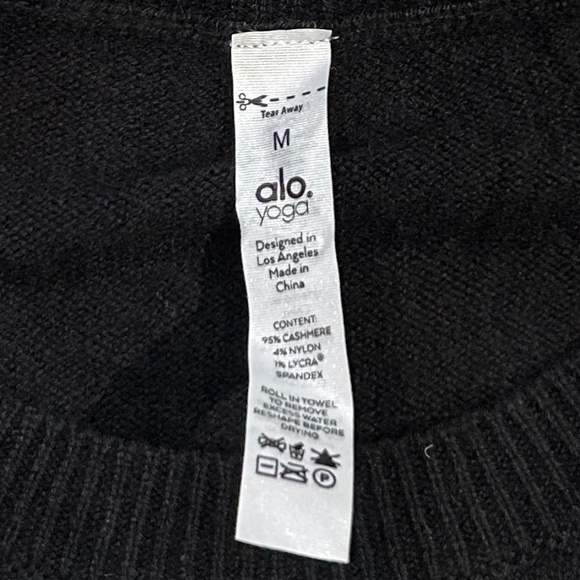 (NWT) ALO | Cashmere Jet Set Crew Sweater in Black, Size M - Picture 4 of 8